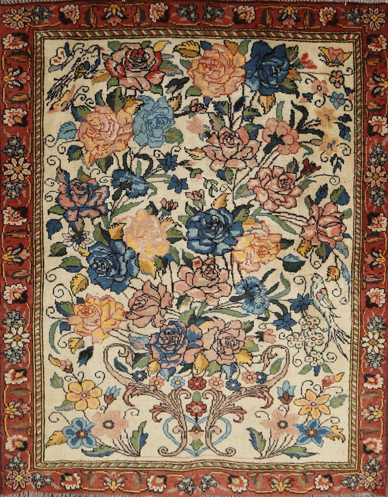 Handmade Floral Bakhtiari Persian Rug 3x3