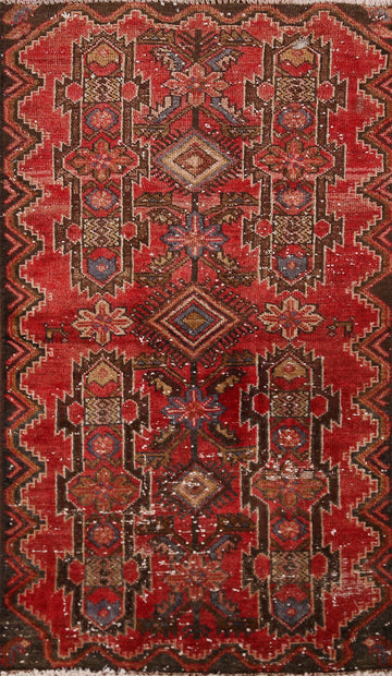 Red Geometric Balouch Persian Rug 2x4