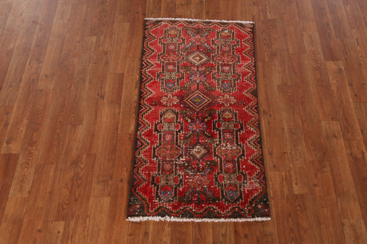 Red Geometric Balouch Persian Rug 2x4