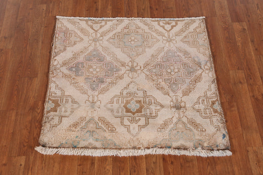 Handmade Wool Geometric Tabriz Persian Rug 3x3