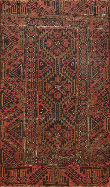 Antique Wool Balouch Oriental Runner Rug 2x5