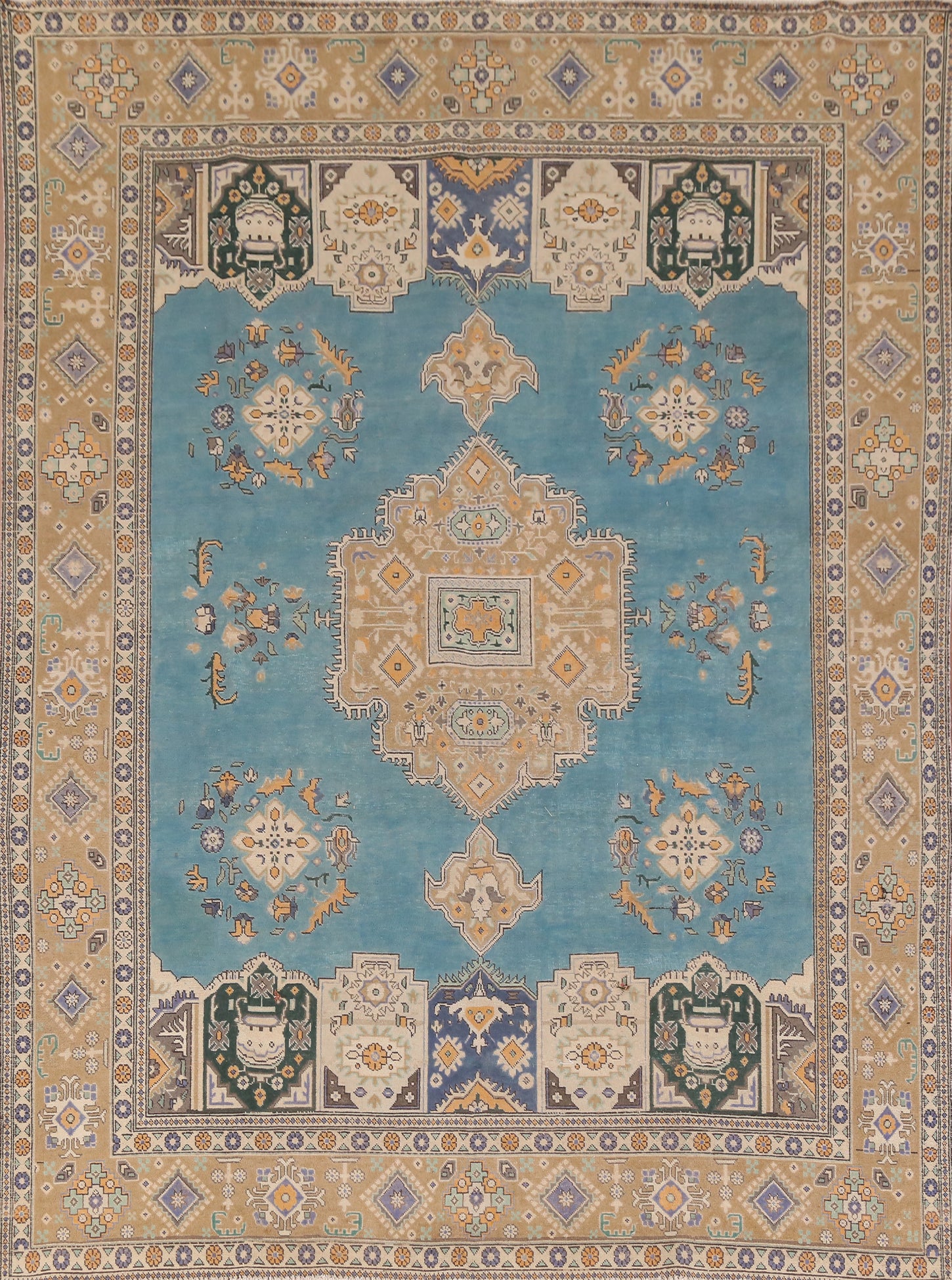 Blue Geometric Tabriz Persian Area Rug 9x12