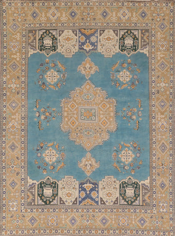 Blue Geometric Tabriz Persian Area Rug 9x12