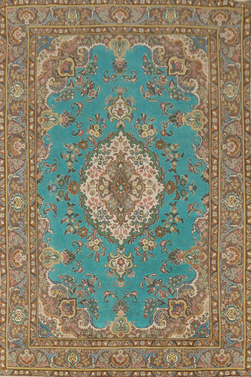 Turquoise Blue Tabriz Persian Area Rug 8x11