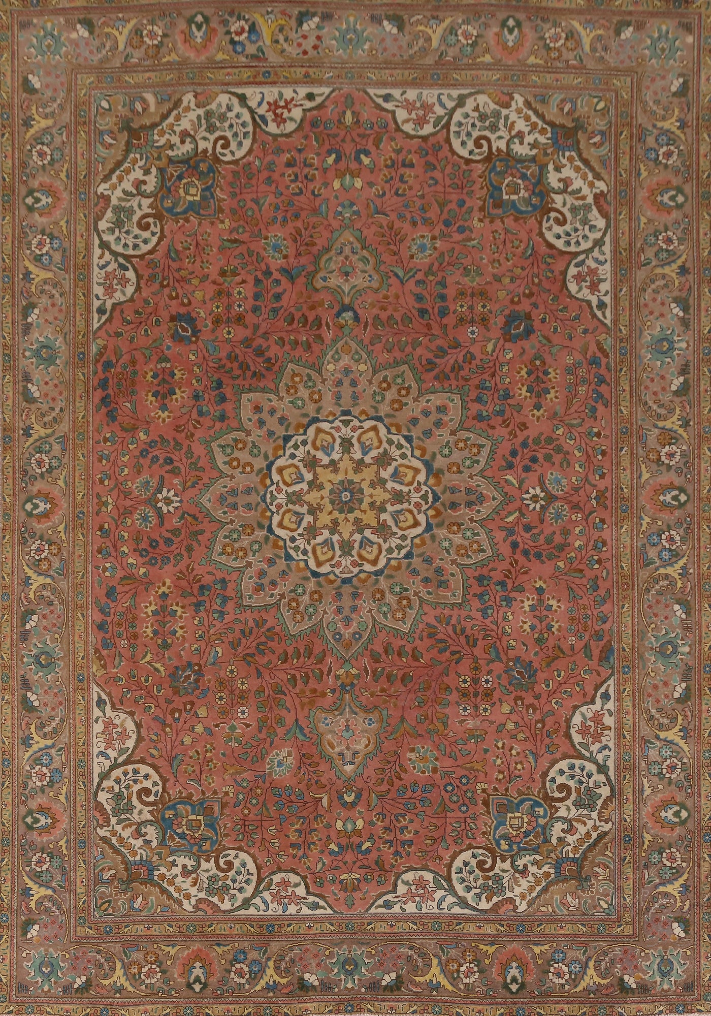Handmade Pink Floral Tabriz Persian Area Rug 8x11
