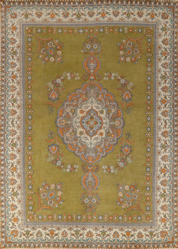 Green Wool Tabriz Persian Area Rug 10x13