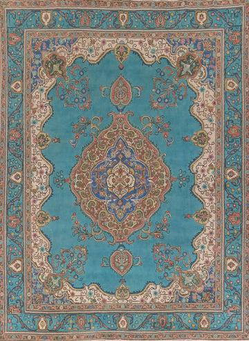 Handmade Blue Tabriz Persian Area Rug 10x12