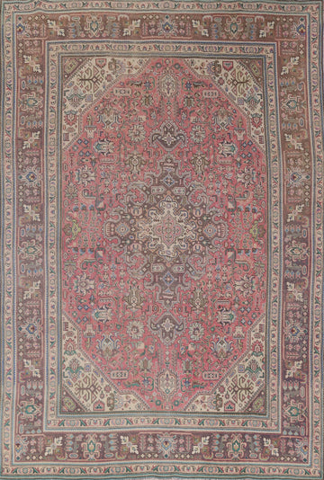 Vintage Pink Tabriz Persian Area Rug 8x11