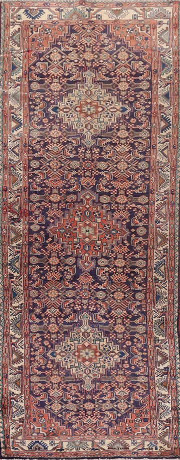 Blue Geometric Malayer Persian Runner Rug 3x11