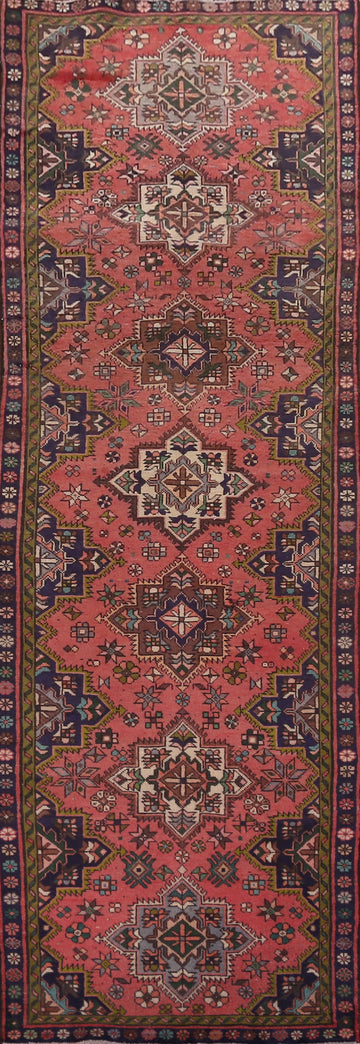 Pink Geometric Tabriz Persian Runner Rug 3x12