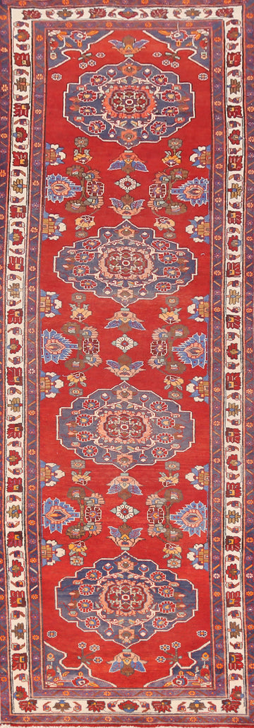 Vintage Red Wool Tabriz Persian Runner Rug 3x12