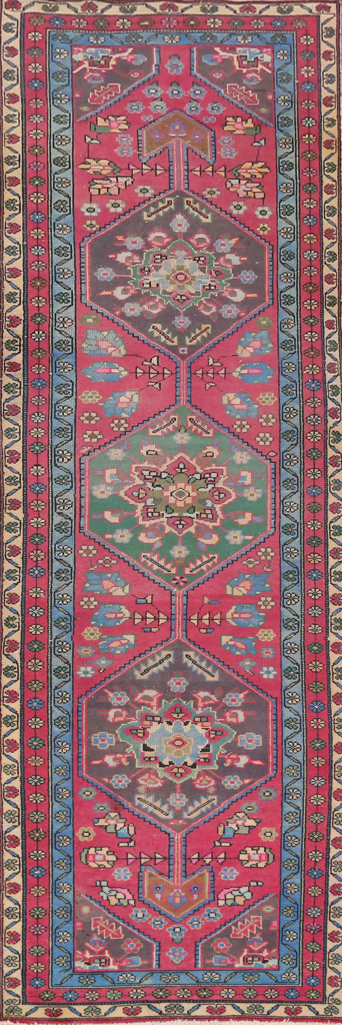 Handmade Pink Tabriz Persian Runner Rug 3x13