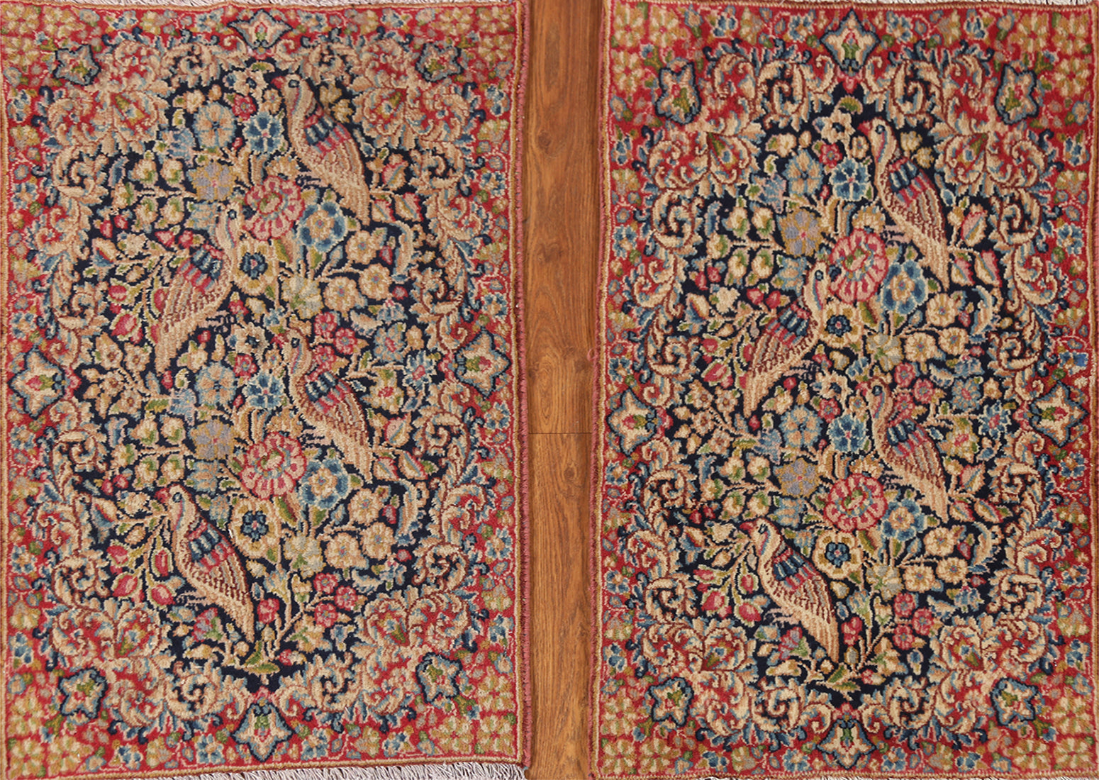 Set Of Two Vegetable Dye Kerman Persian Rug 2x3