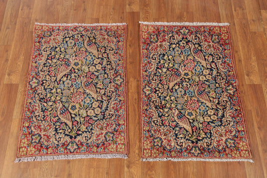 Set Of Two Vegetable Dye Kerman Persian Rug 2x3