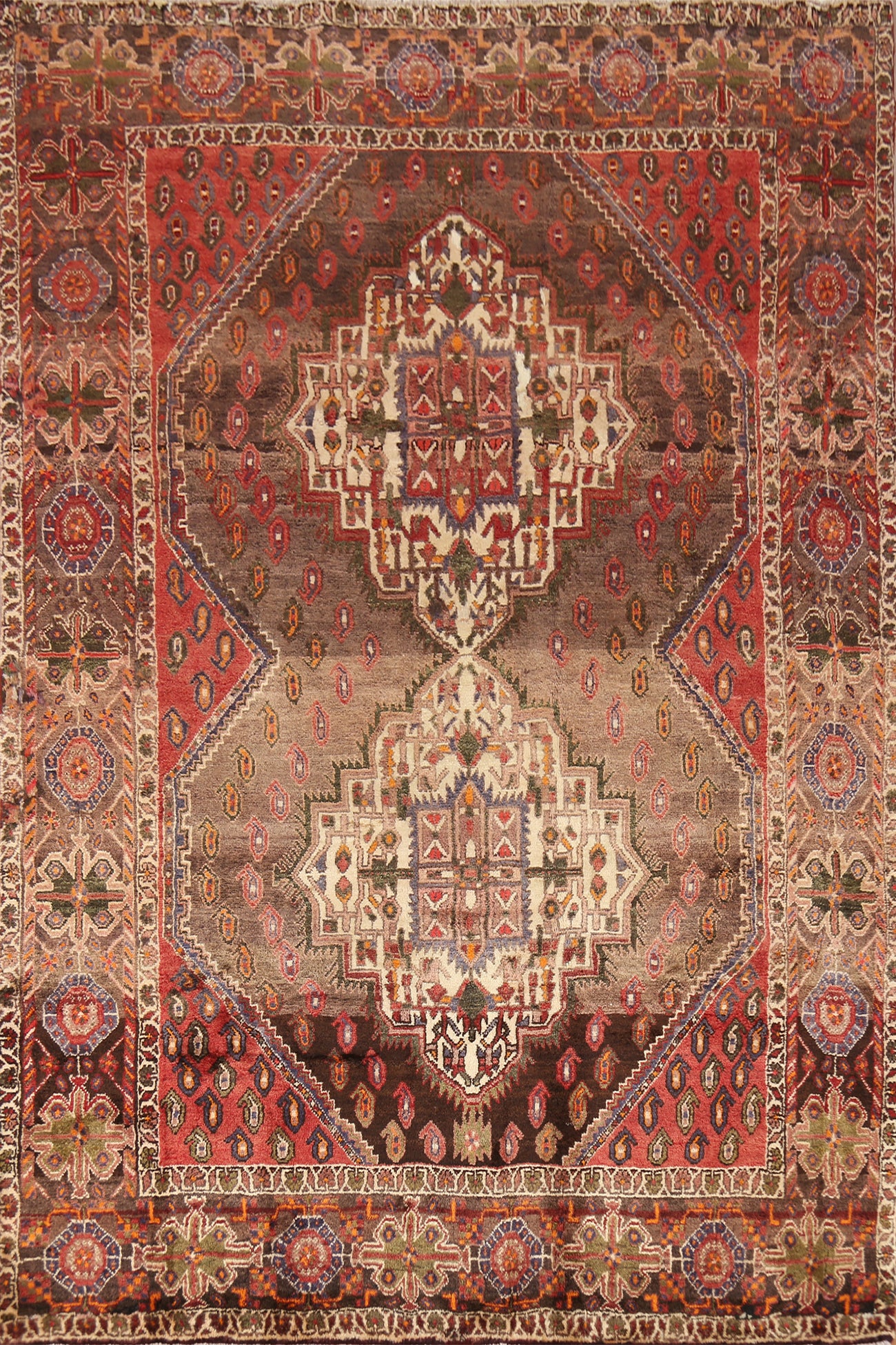 Brown Geometric Sirjan Persian Area Rug 6x9