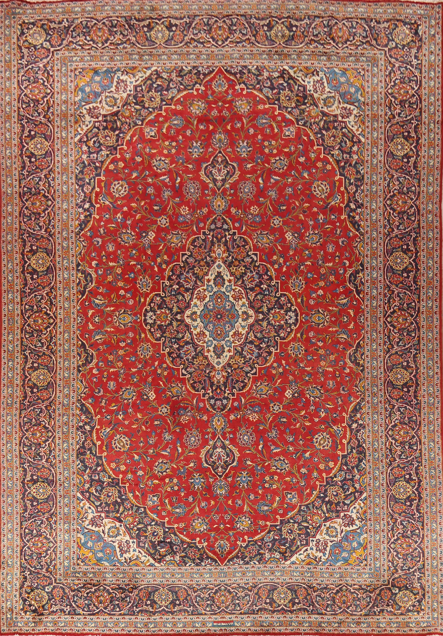 Traditional Red Kashan Persian Large Rug 10x14