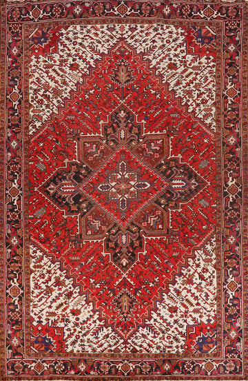 Red Geometric Heriz Persian Area Rug 8x11