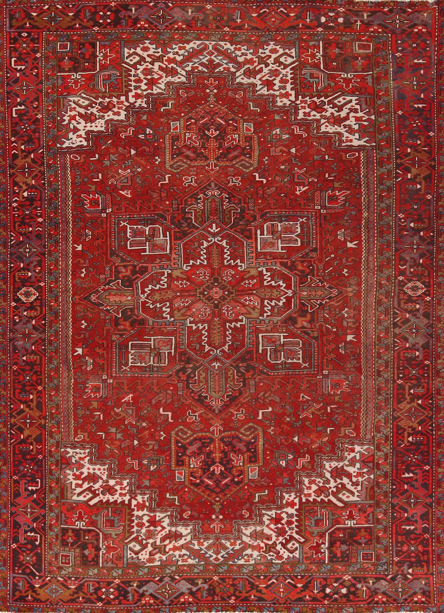 Red Wool Geometric Heriz Persian Area Rug 9x12