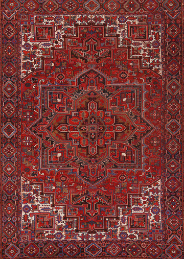 Vintage Red Medallion Heriz Persian Area Rug 9x12