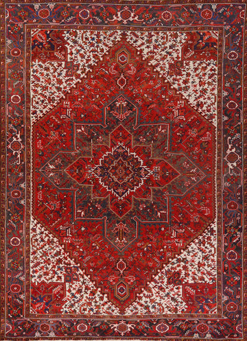 Red Geometric Heriz Persian Area Rug 10x13