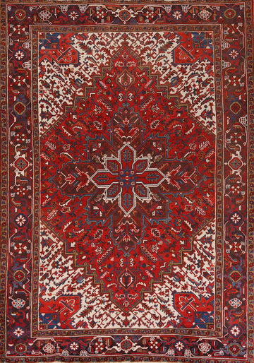 Geometric Wool Heriz Persian Area Rug 7x10