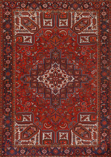 Red Geometric Heriz Persian Area Rug 8x11