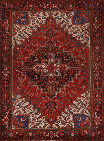 Vintage Red Medallion Heriz Persian Area Rug 8x11