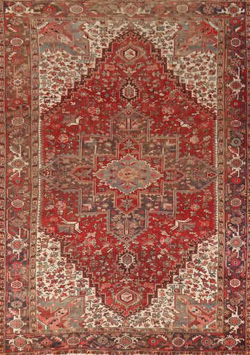 Geometric Red Heriz Persian Area Rug 9x13