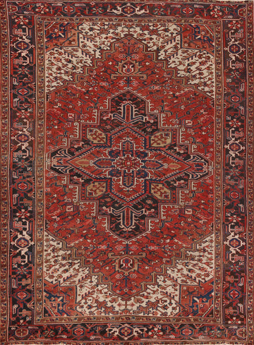 Vintage Geometric Heriz Persian Area Rug 8x11