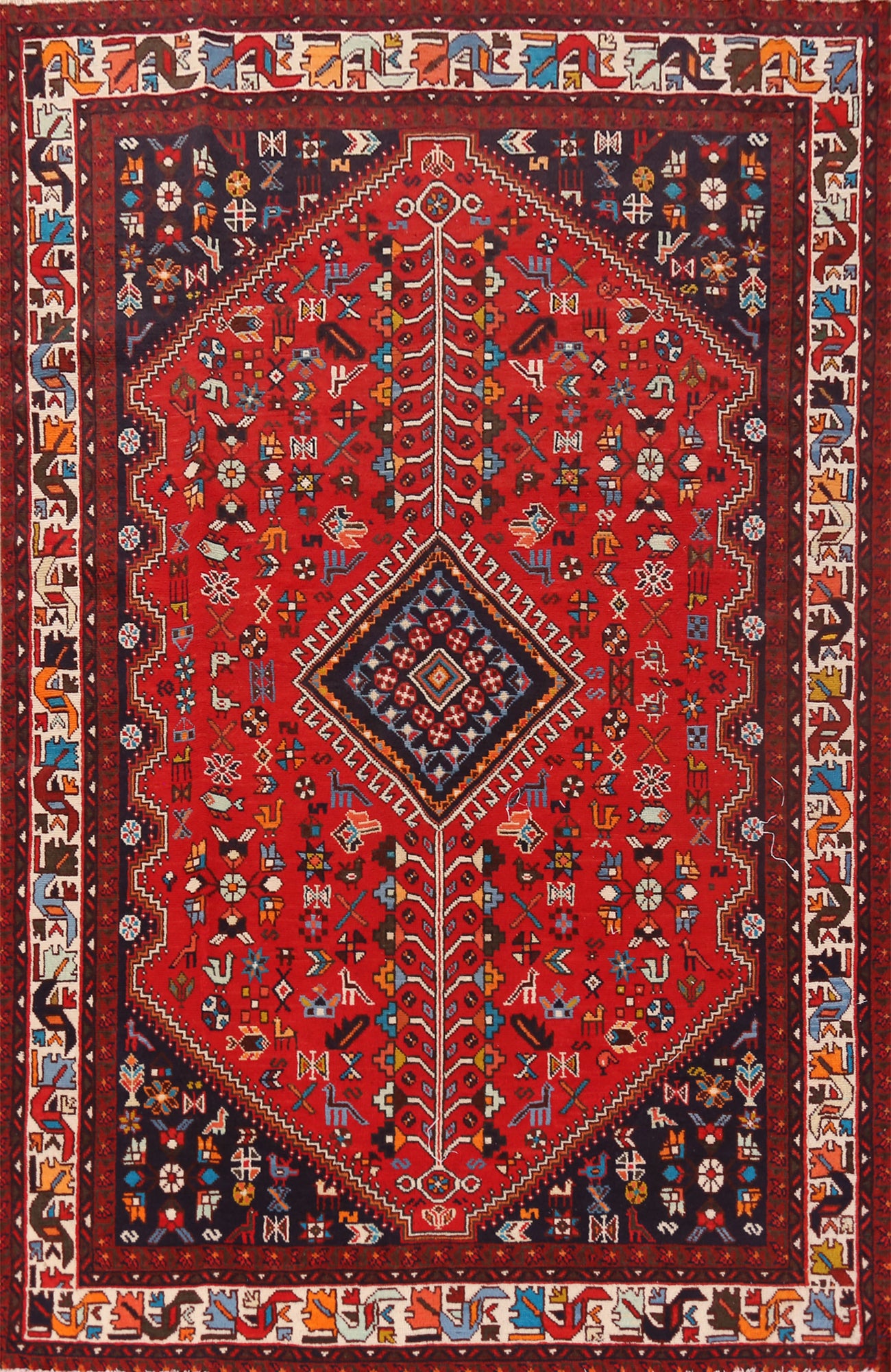 Tribal Red Geometric Shiraz Persian Area Rug 7x10