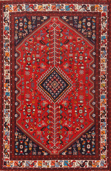 Tribal Red Geometric Shiraz Persian Area Rug 7x10