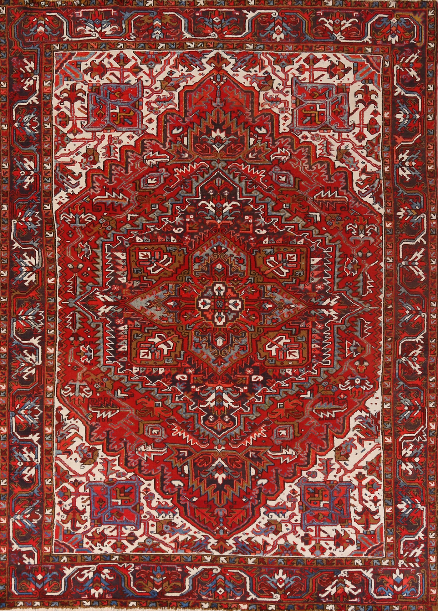 Vintage Geometric Heriz Persian Area Rug 8x10