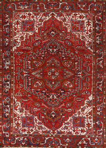 Vintage Geometric Heriz Persian Area Rug 8x10