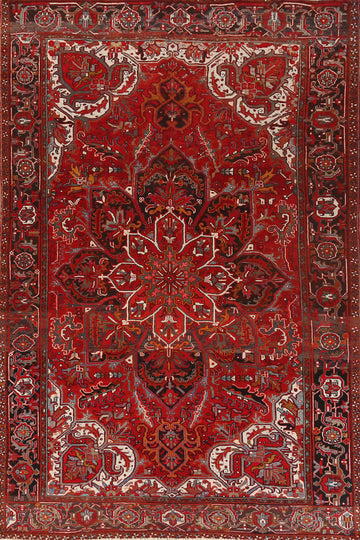 Red Wool Medallion Heriz Persian Area Rug 8x12