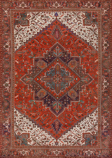 Geometric Wool Heriz Persian Area Rug 10x13