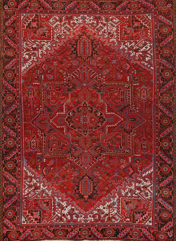 Vintage Geometric Heriz Persian Area Rug 10x12