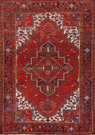 Geometric Wool Heriz Persian Area Rug 7x9