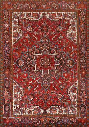 Medallion Red Wool Heriz Persian Area Rug 7x9