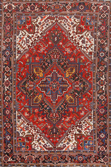 Geometric Wool Heriz Persian Area Rug 7x10