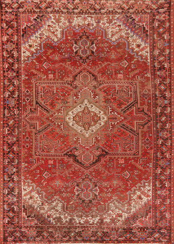 Vintage Geometric Heriz Persian Area Rug 10x13