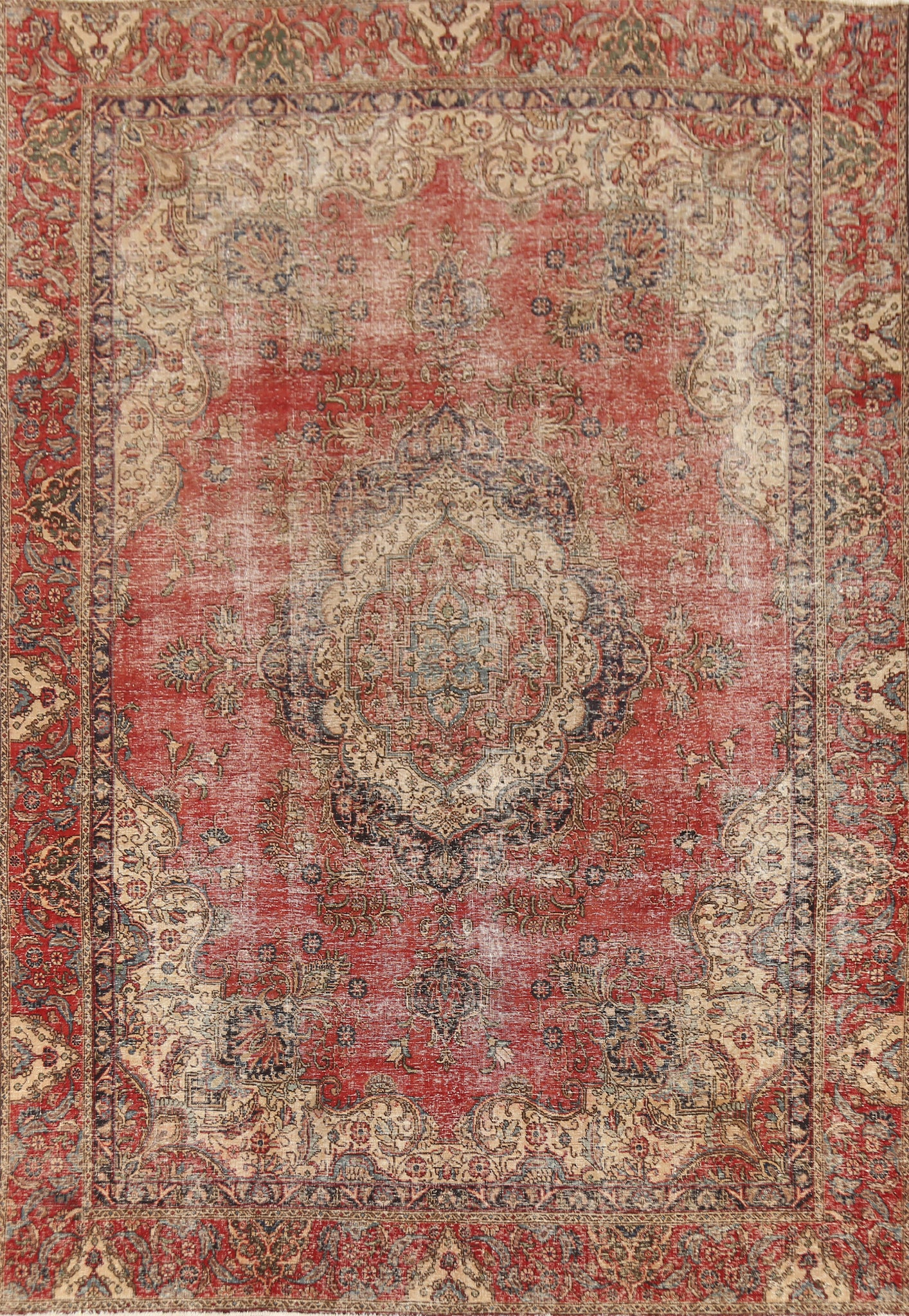 Antique Wool Tabriz Persian Area Rug 9x13