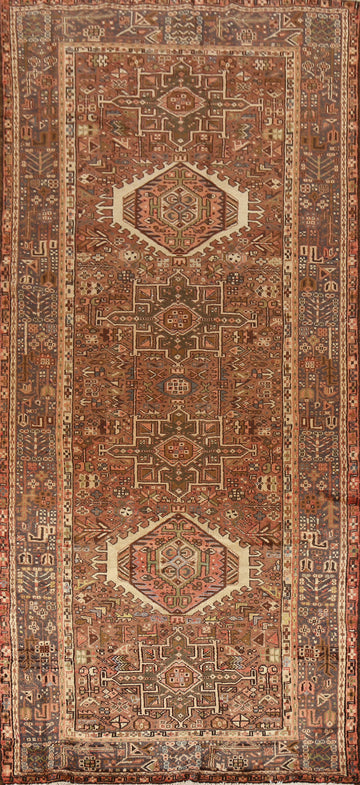 Tribal Geometric Gharajeh Persian Runner Rug 4x10