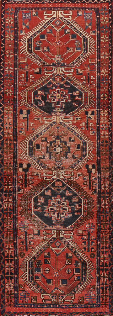 Handmade Geometric Ardebil Persian Runner Rug 3x10