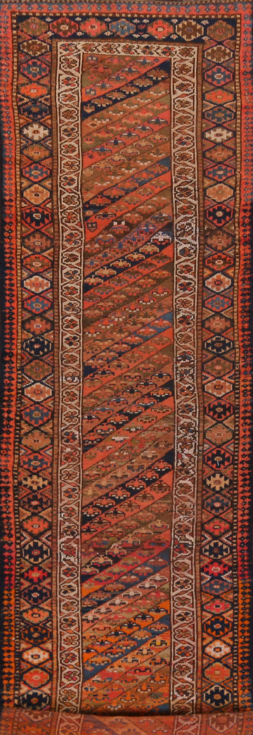 Pre-1900 Vegetable Dye Lori Persian Runner Rug 3x15