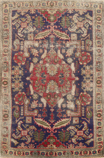 Vintage Blue Tabriz Persian Rug 3x5