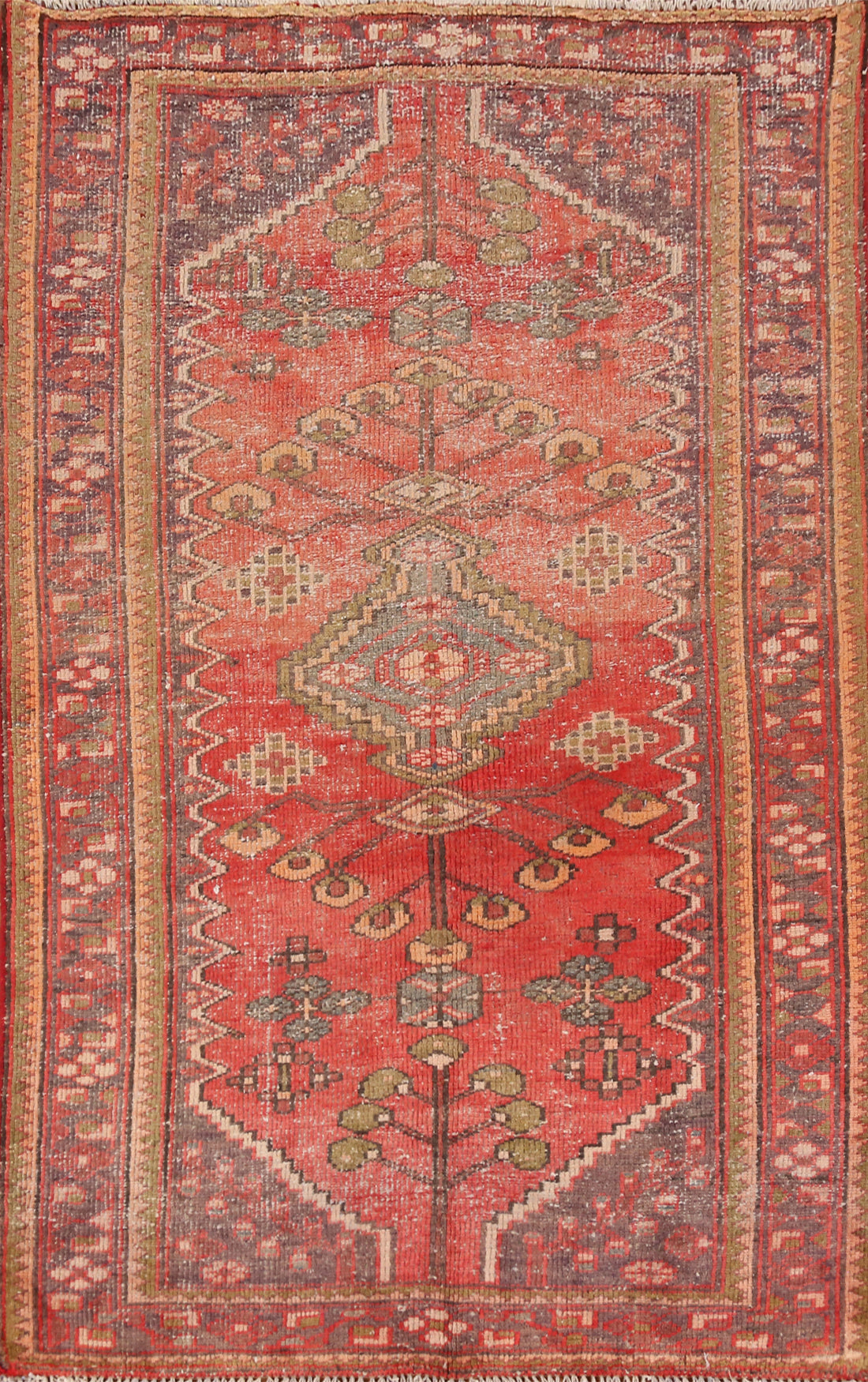 Geometric Wool Hamedan Persian Rug 4x6