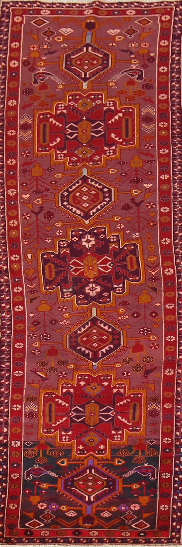 Vintage Wool Hamedan Persian Runner Rug 3x10