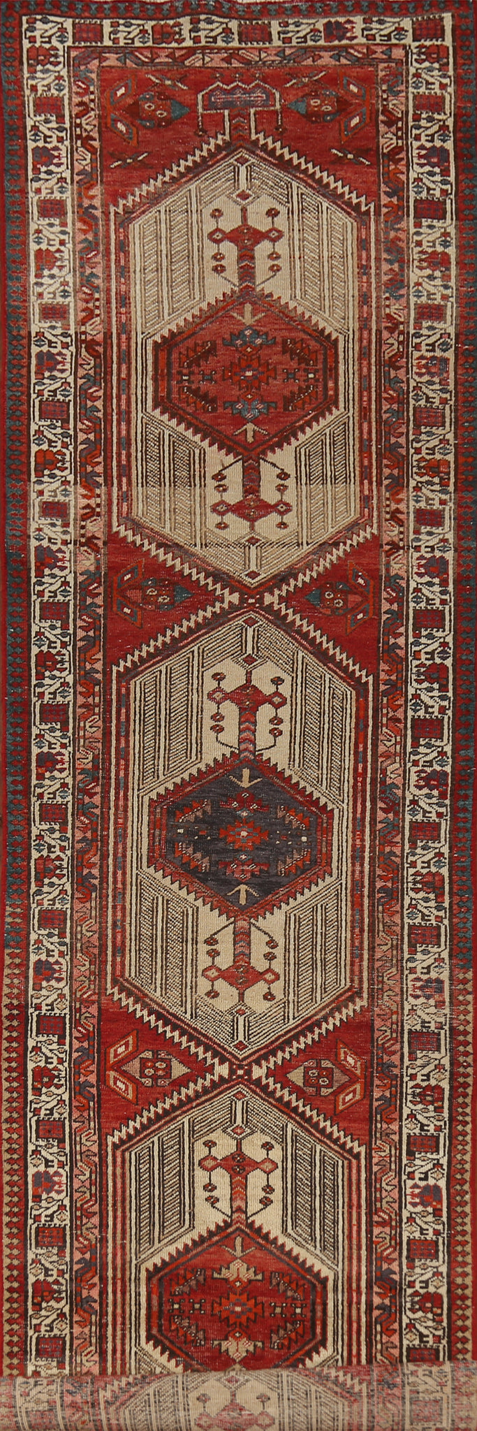 Vintage Wool Ardebil Persian Runner Rug 3x15
