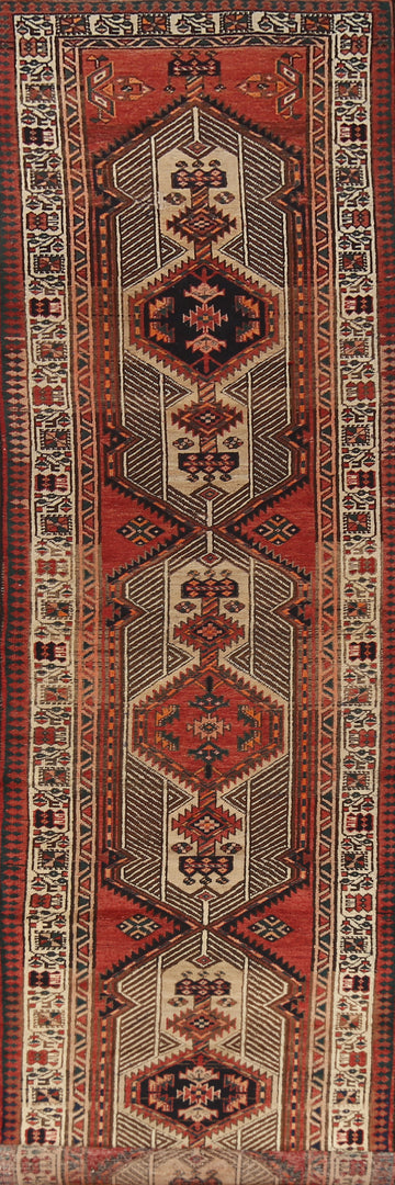 Vintage Wool Ardebil Persian Runner Rug 3x14