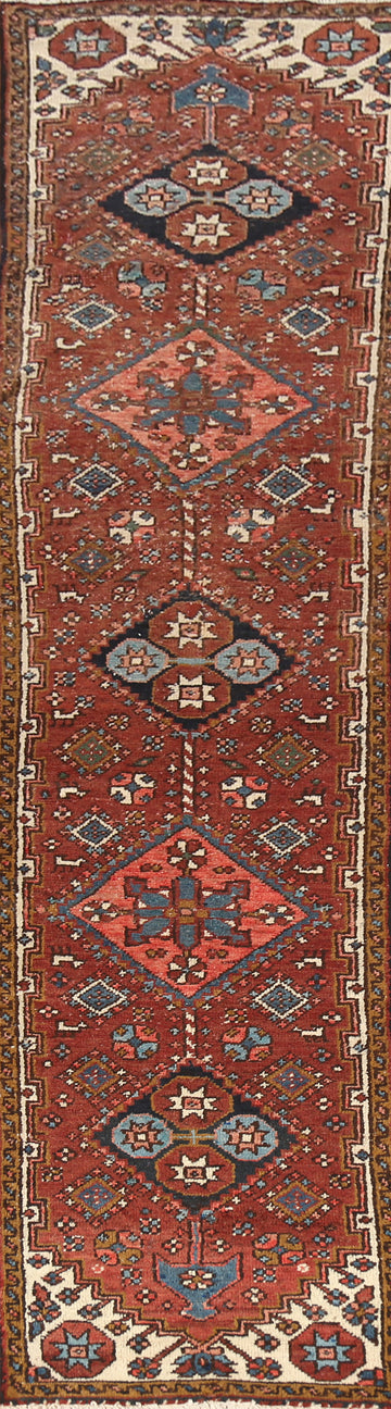 Pre-1900 Vegetable Dye Heriz Serapi Persian Runner Rug 2x11